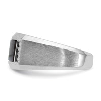 14k White Gold IBGoodman Men's Satin Onyx/Diamond Complete Ring-B59132