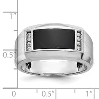 14k White Gold IBGoodman Men's Satin Onyx/Diamond Complete Ring-B59132