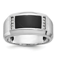 14k White Gold IBGoodman Men's Satin Onyx/Diamond Complete Ring-B59132