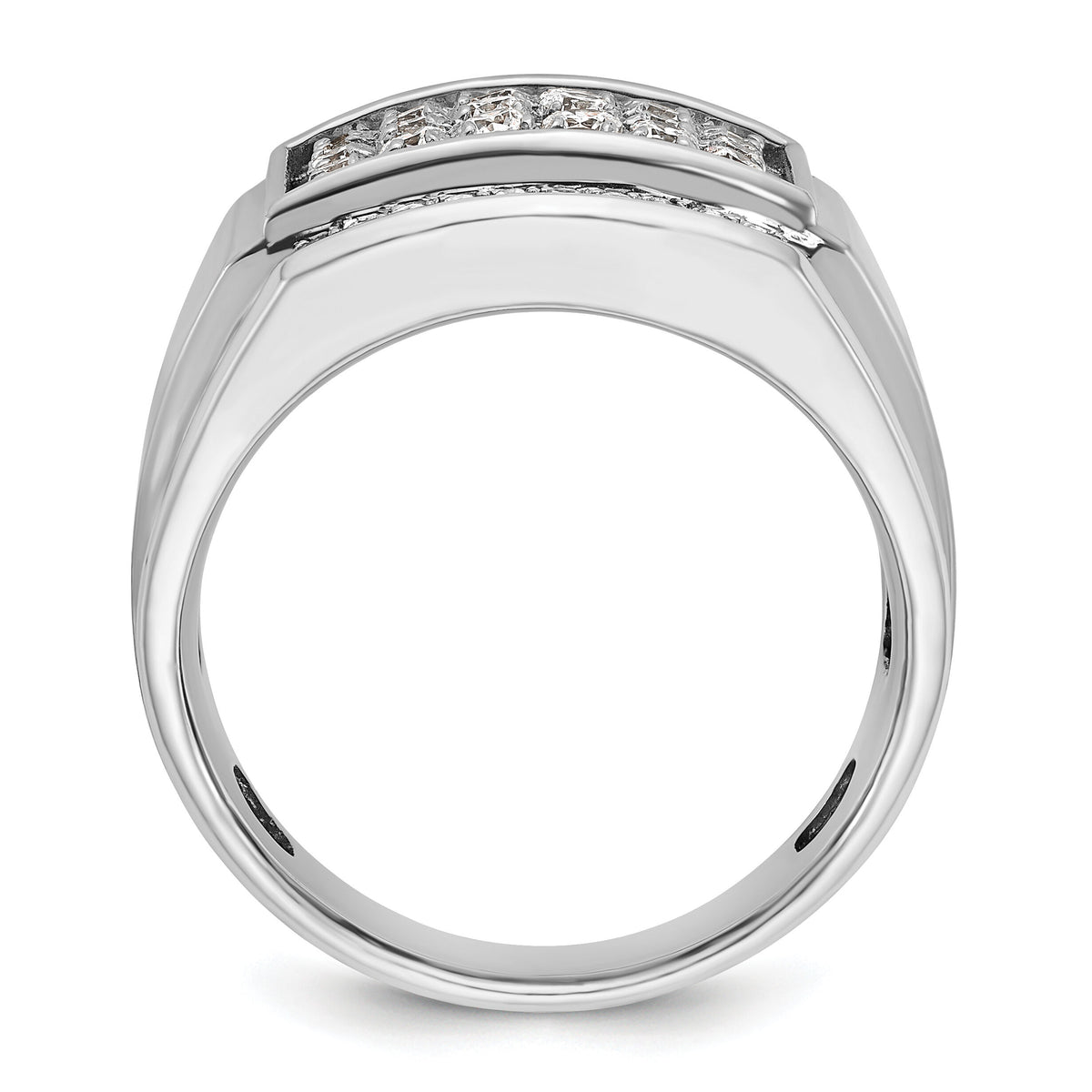 14k White Gold IBGoodman Men's Polished & Satin Diamond Cluster Ring-B59139