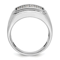 14k White Gold IBGoodman Men's Polished & Satin Diamond Cluster Ring-B59139