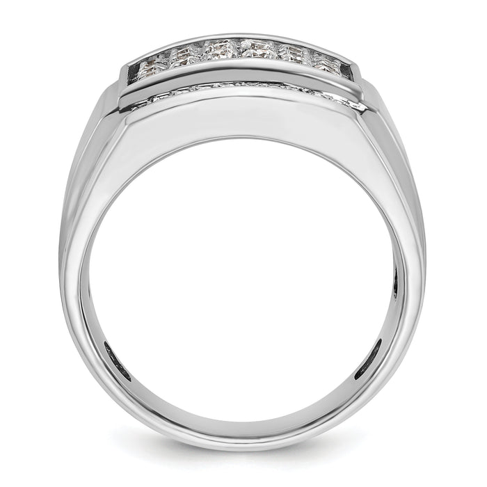 14k White Gold IBGoodman Men's Polished & Satin Diamond Cluster Ring-B59139