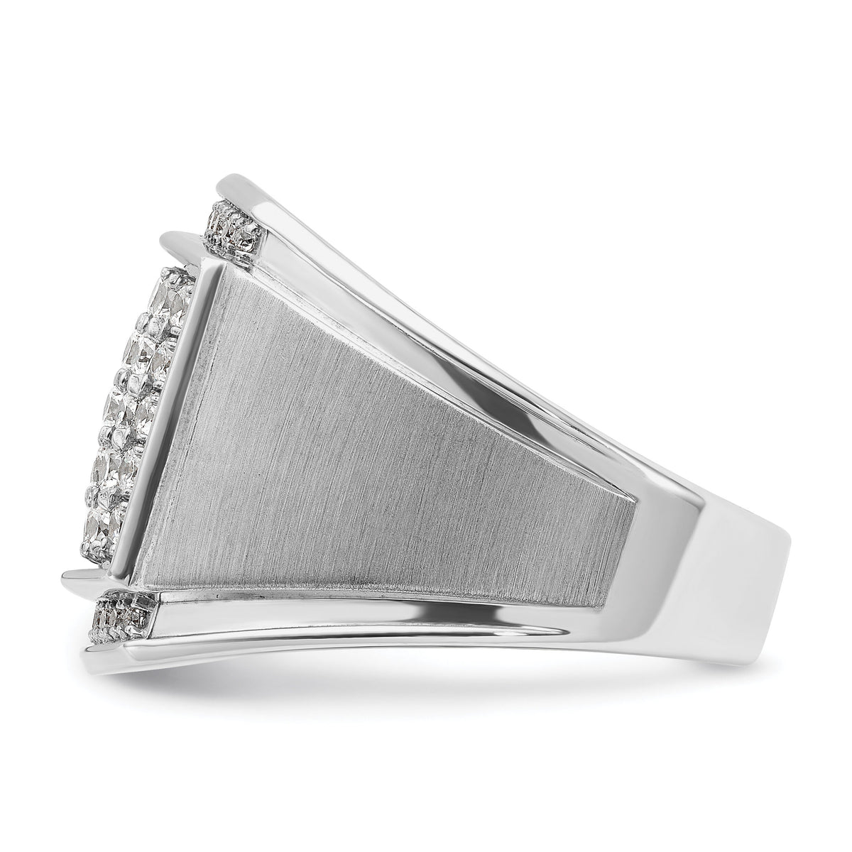 14k White Gold IBGoodman Men's Polished & Satin Diamond Cluster Ring-B59139
