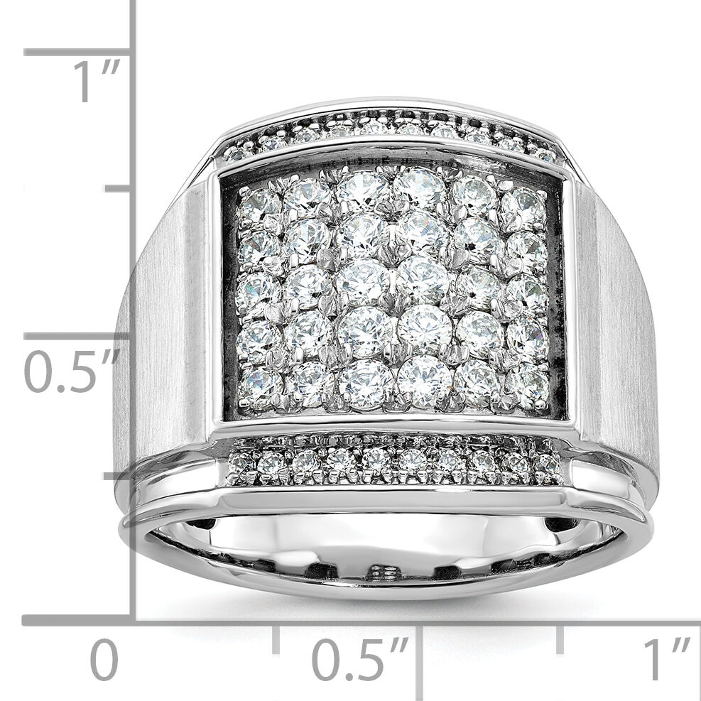 14k White Gold IBGoodman Men's Polished & Satin Diamond Cluster Ring-B59139