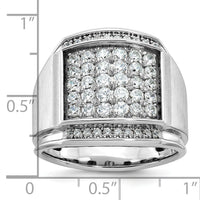 14k White Gold IBGoodman Men's Polished & Satin Diamond Cluster Ring-B59139