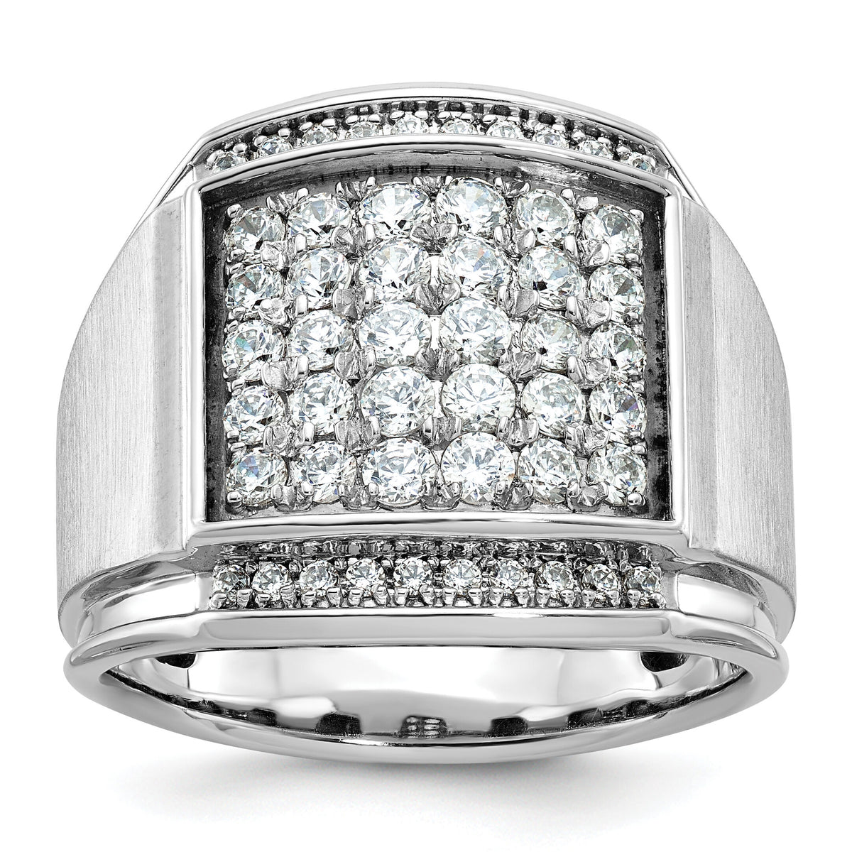 14k White Gold IBGoodman Men's Polished & Satin Diamond Cluster Ring-B59139