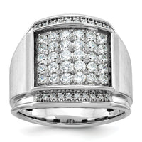 14k White Gold IBGoodman Men's Polished & Satin Diamond Cluster Ring-B59139