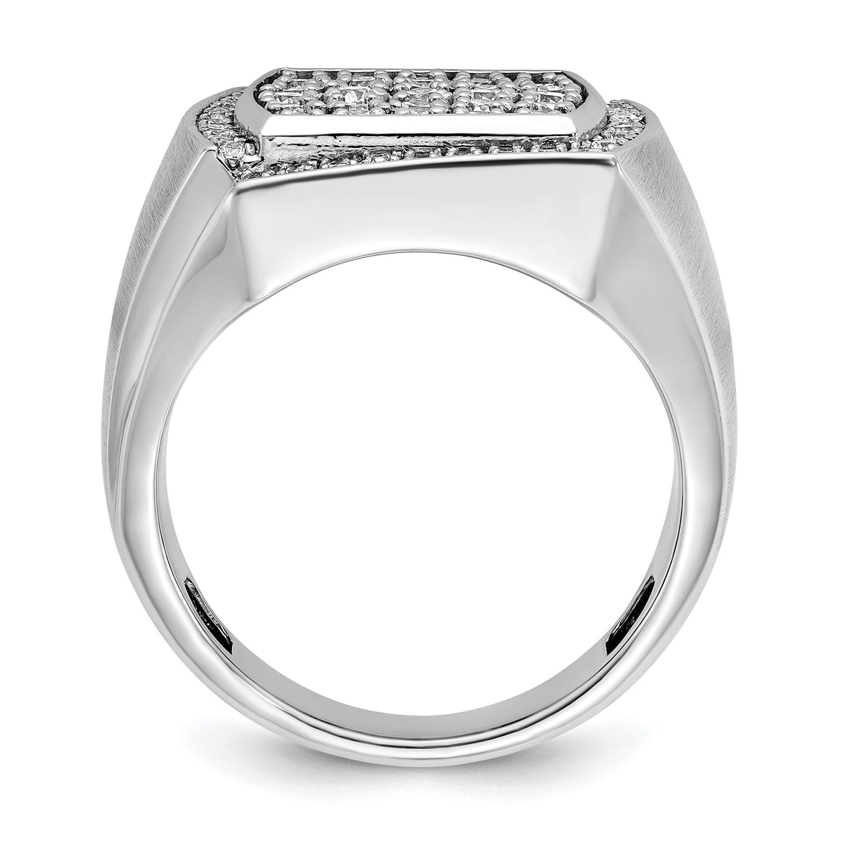 10k White Gold IBGoodman Men's Polished & Satin Cluster Ring Mounting-B59140