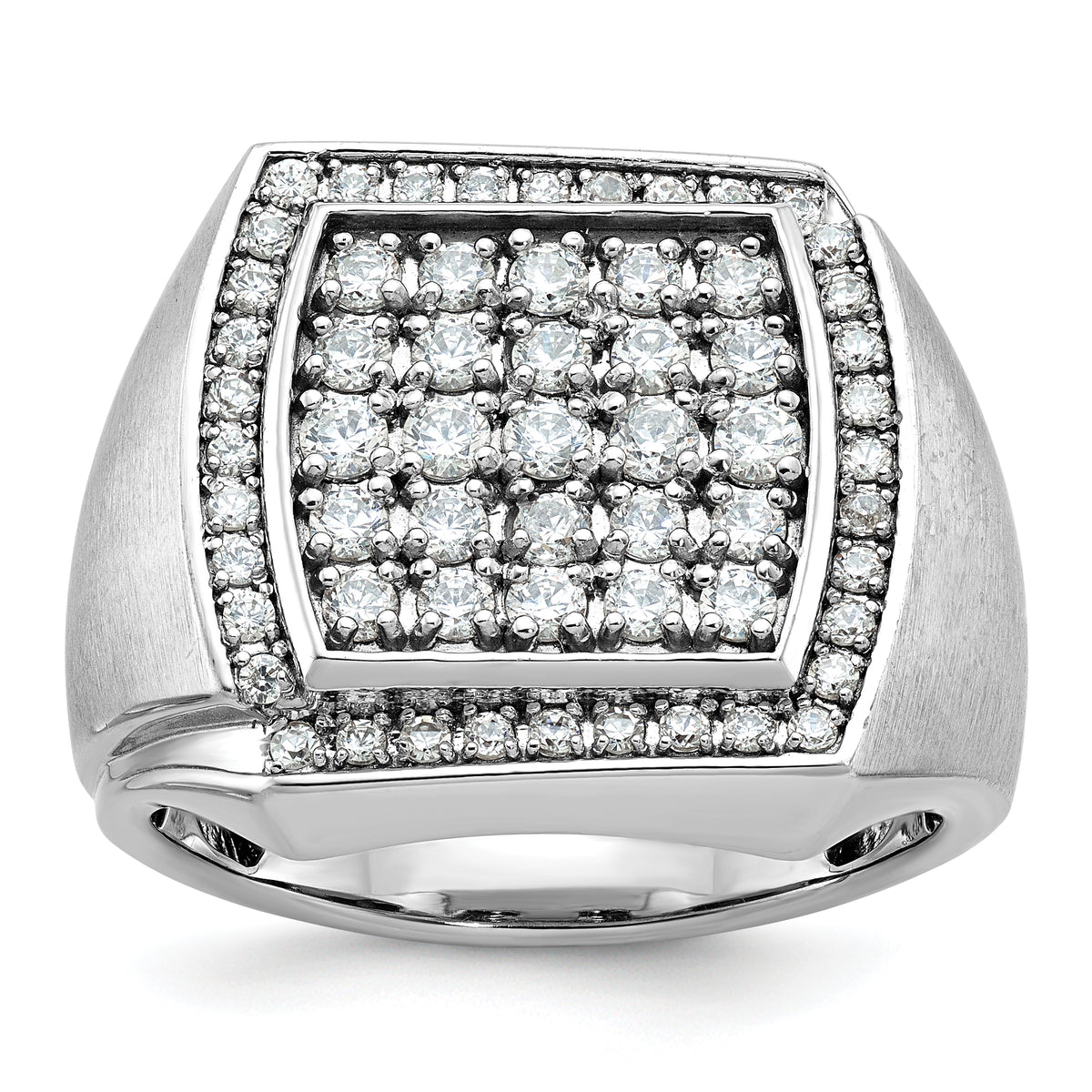 10k White Gold IBGoodman Men's Polished & Satin Cluster Ring Mounting-B59140-0W