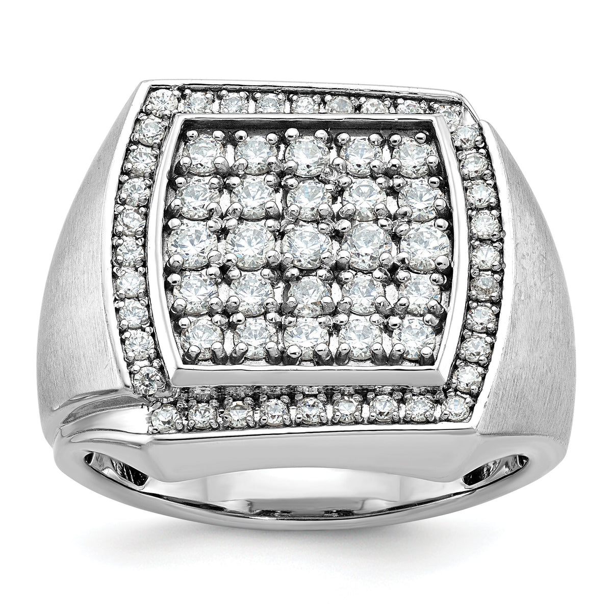 10k White Gold IBGoodman Men's Polished & Satin Cluster Ring Mounting-B59140