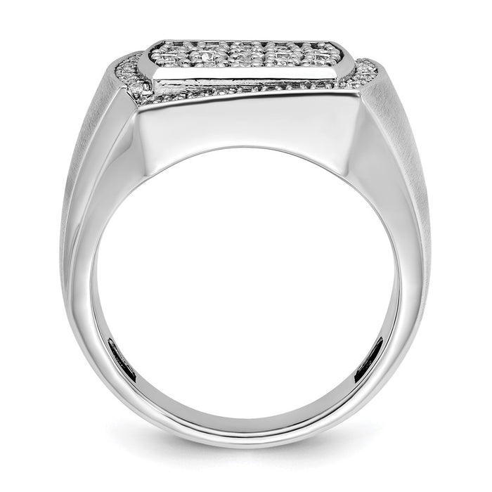 IBGoodman 14k White Gold Men's Polished and Satin 1 1/3 Carat AA Quality Diamond Cluster Ring-B59140-4WAA