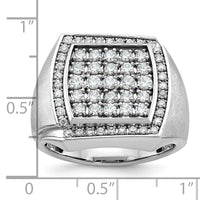 IBGoodman 14k White Gold Men's Polished and Satin 1 1/3 Carat AA Quality Diamond Cluster Ring-B59140-4WAA