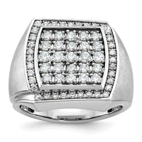 IBGoodman 14k White Gold Men's Polished and Satin 1 1/3 Carat AA Quality Diamond Cluster Ring-B59140-4WAA