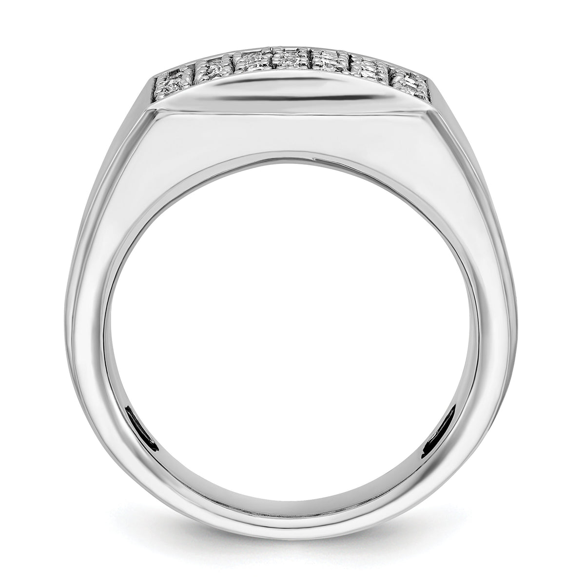 14k White Gold IBGoodman Men's Polished & Satin Diamond Cluster Ring-B59141