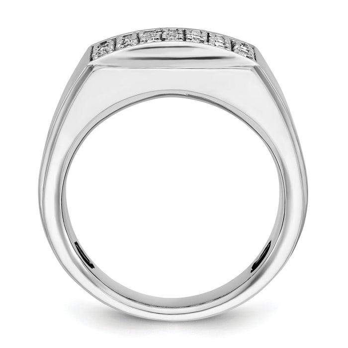 14k White Gold IBGoodman Men's Polished & Satin Diamond Cluster Ring-B59141