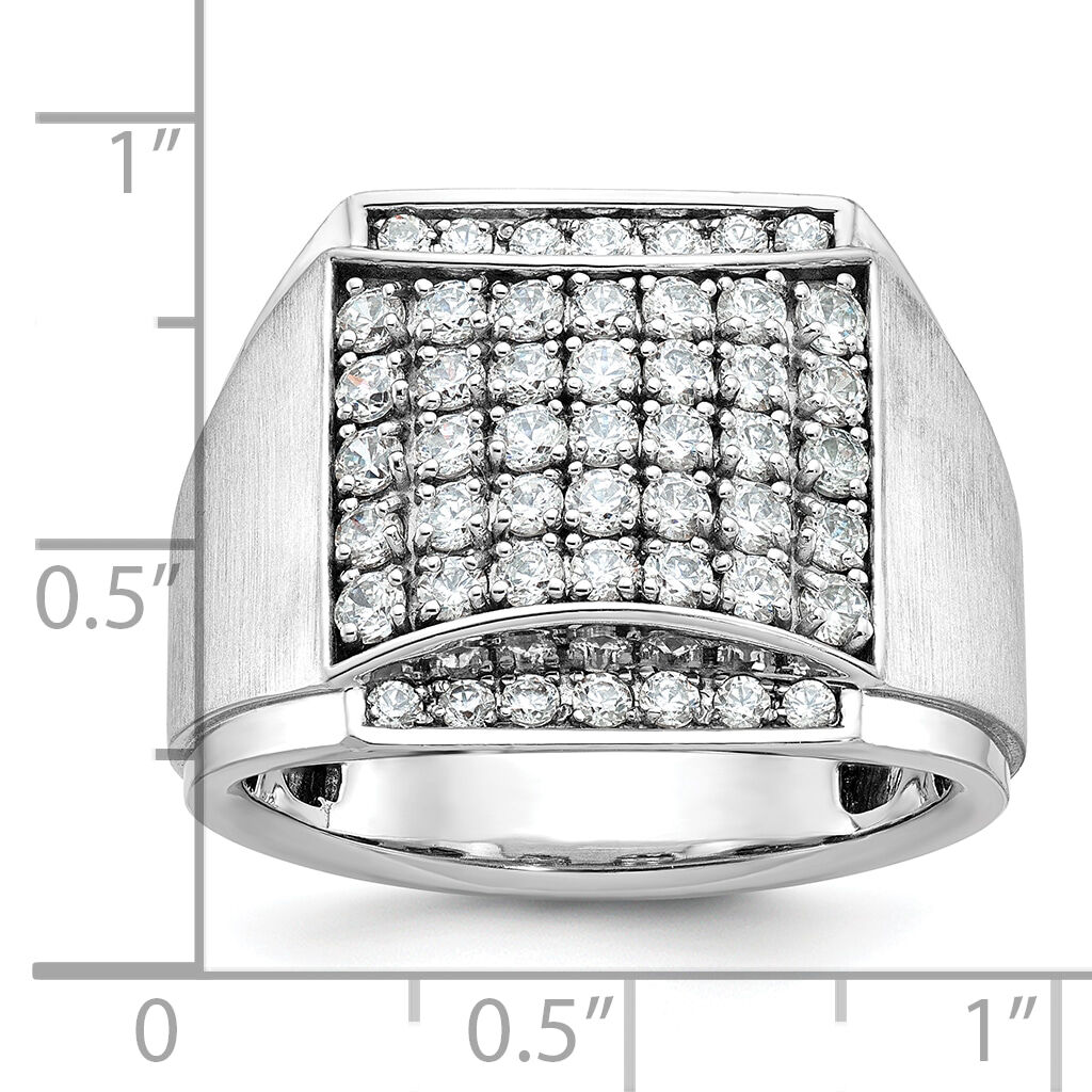 14k White Gold IBGoodman Men's Polished & Satin Diamond Cluster Ring-B59141