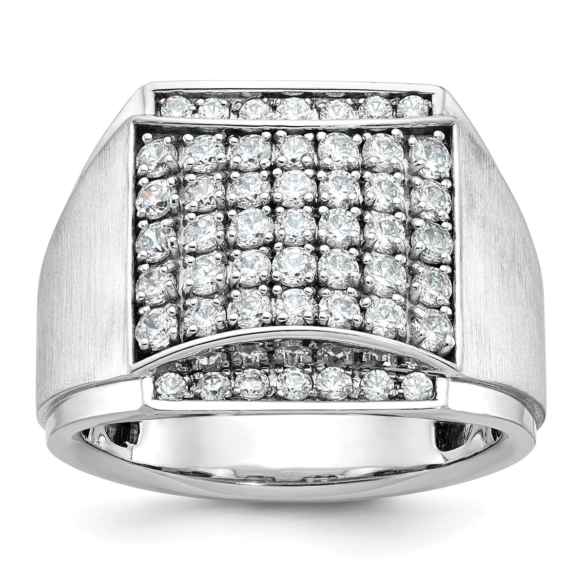 14k White Gold IBGoodman Men's Polished & Satin Diamond Cluster Ring-B59141