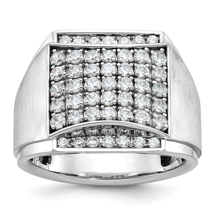 14k White Gold IBGoodman Men's Polished & Satin Diamond Cluster Ring-B59141