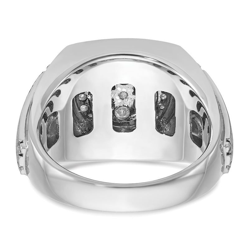 IBGoodman 14k White Gold Men's Polished and Satin 3/4 Carat AA Quality Diamond Round Cluster Ring-B59150-4WAA