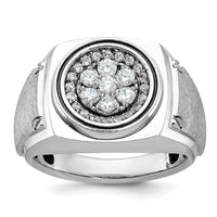 IBGoodman 14k White Gold Men's Polished and Satin 3/4 Carat AA Quality Diamond Round Cluster Ring-B59150-4WAA