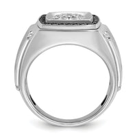 10kw IBGoodman Men's Polish/Satin Black & White Dia Halo Cluster Ring-B59156