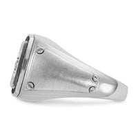 10kw IBGoodman Men's Polish/Satin Black & White Dia Halo Cluster Ring-B59156