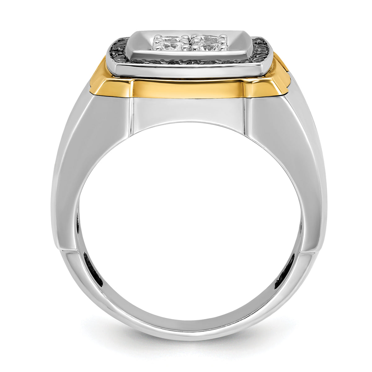 10ktt IBGoodman Men's Polished Black & White Dia Square Cluster Ring-B59159