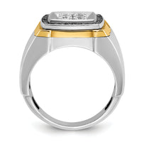 10ktt IBGoodman Men's Polished Black & White Dia Square Cluster Ring-B59159