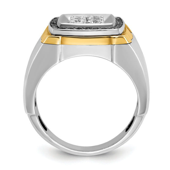 10ktt IBGoodman Men's Polished Black & White Dia Square Cluster Ring-B59159