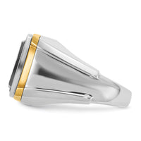 10ktt IBGoodman Men's Polished Black & White Dia Square Cluster Ring-B59159