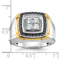 IBGoodman 14k Two-tone Men's Polished 3/4 Carat AA Quality Black and White Diamond Square Cluster Ring-B59159-4WYAA