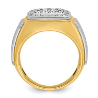 10k Two-tone IBGoodman Men's Polished & Satin Square Cluster Ring Mtg-B59163