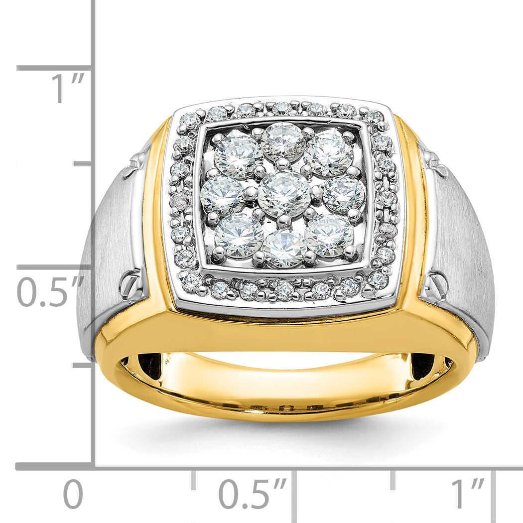 10k Two-tone IBGoodman Men's Polished & Satin Square Cluster Ring Mtg-B59163