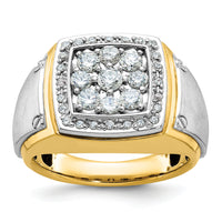 10k Two-tone IBGoodman Men's Polished & Satin Square Cluster Ring Mtg-B59163