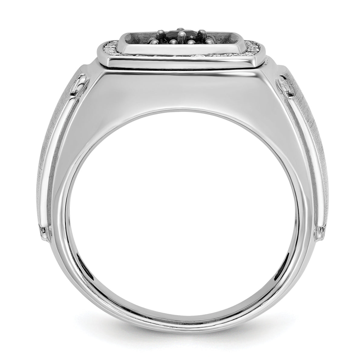 14kw w/ Black RH IBGoodman Men's Satin Black & White Diamond Ring-B59166
