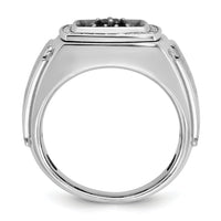 14kw w/ Black RH IBGoodman Men's Satin Black & White Diamond Ring-B59166