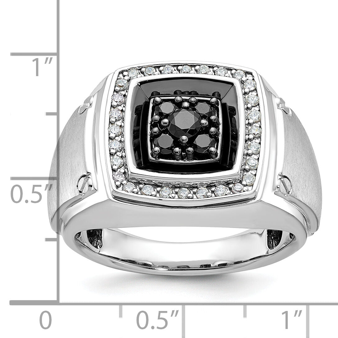14kw w/ Black RH IBGoodman Men's Satin Black & White Diamond Ring-B59166