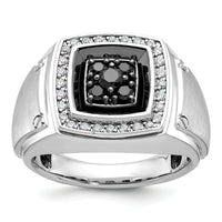 14kw w/ Black RH IBGoodman Men's Satin Black & White Diamond Ring-B59166