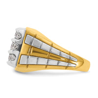 10ktt IBGoodman Men's Polished & Grooved 3-Row Cluster Ring Mounting-B59184