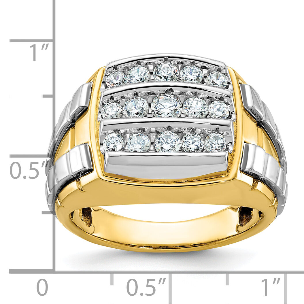 10ktt IBGoodman Men's Polished & Grooved 3-Row Cluster Ring Mounting-B59184
