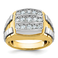 10ktt IBGoodman Men's Polished & Grooved 3-Row Cluster Ring Mounting-B59184