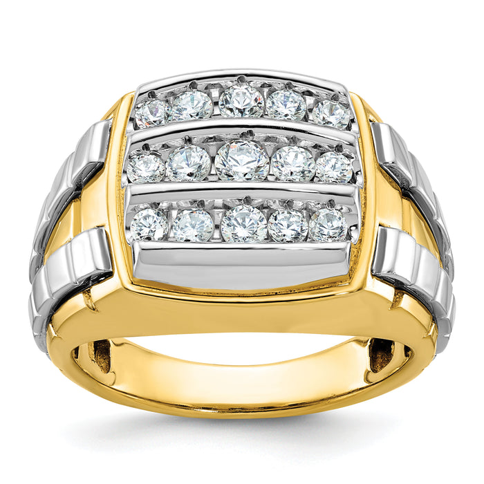 10ktt IBGoodman Men's Polished & Grooved 3-Row Cluster Ring Mounting-B59184
