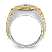 10k Two-tone IBGoodman Men's Polished and Textured Ring Mounting-B59186