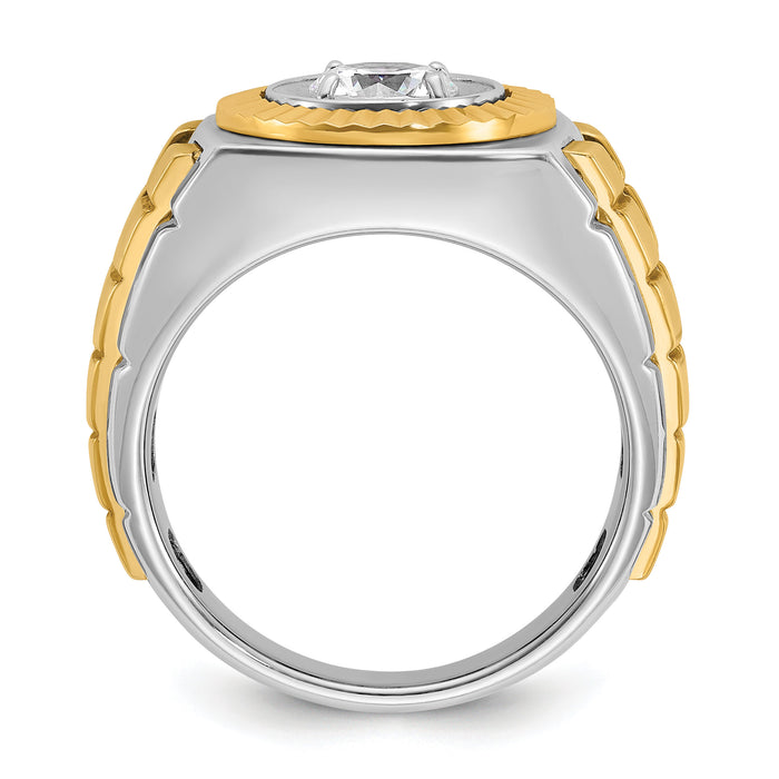 10k Two-tone IBGoodman Men's Polished and Textured Ring Mounting-B59186