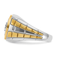 10k Two-tone IBGoodman Men's Polished and Textured Ring Mounting-B59186
