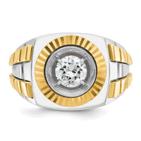 10k Two-tone IBGoodman Men's Polished and Textured Ring Mounting-B59186