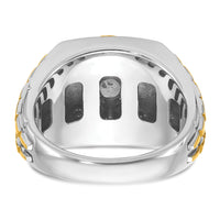 10k Two-tone IBGoodman Men's Polished and Textured Ring Mounting-B59186