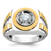 10k Two-tone IBGoodman Men's Polished and Textured Ring Mounting-B59186