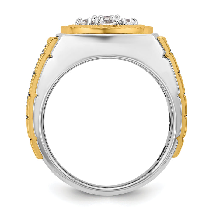 10ktt w/ Blk RH IBGoodman Men's Textured D/C Dia Round Cluster Ring-B59188