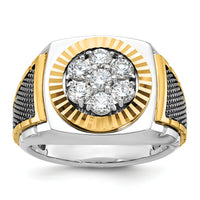 10ktt w/ Blk RH IBGoodman Men's Textured D/C Dia Round Cluster Ring-B59188